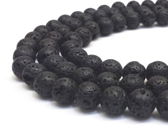 Lava Beads, 8mm Lava Beads, 8mm Beads, 8mm Gemstone Beads, Lava Rock, Natural stone, Mala beads, Black Lava Stone Black Lava Beads 6mm Beads