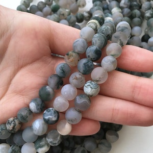 Tree Agate, Matte Beads, 8mm Beads, Frosted Beads, Agate Beads, Gemstone Beads, Matte Agate, Multicolor Beads, Natural Gemstones, Gray Beads