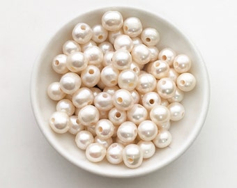 Large Hole Pearls, 2.5mm Hole, AA Quality, Freshwater Pearls, High Luster, 8-9mm, Pearl Strands, Big Hole Beads, Bridal Jewelry, Pearl Beads