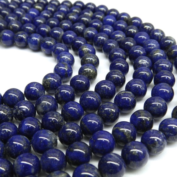 A Quality Lapis Beads, Half Strand, Lapis Lazuli, 8mm Beads, Ultramarine, Dark Blue Beads, Blue Gemstone Beads, Blue Gemstone 8mm