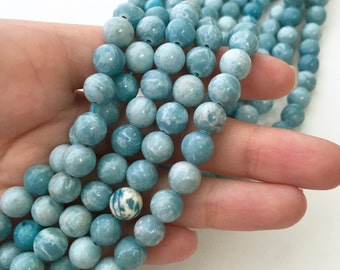 Natural Larimar Jasper, 8mm Beads, Jasper Beads, Blue Beads, Blue Gemstone, Gemstone Beads, Larimar Gemstone,Larimar Beads,DIY Jewelry Beads