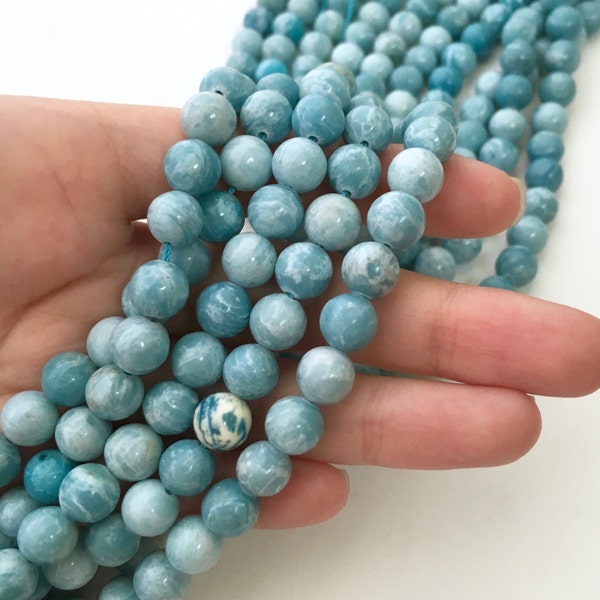 Natural Larimar Jasper, 8mm Beads, Jasper Beads, Blue Beads, Blue Gemstone, Gemstone Beads, Larimar Gemstone,Larimar Beads,DIY Jewelry Beads