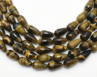 Yellow Tiger Eye Beads, 10x18mm, Teardrop Beads, Faceted Teardrop Beads, Tiger Eye Beads, Faceted Beads, Gemstone Beads, Teardrop Gemstone