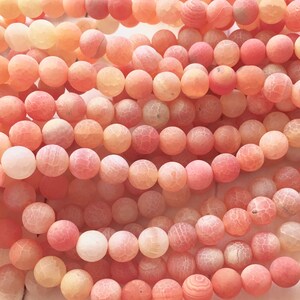 Fire Agate, 8mm Beads, Matte Beads, Cracked Agate Beads, Orange Beads, Agate Beads, Orange Agate Beads, Gemstone Beads, Frosted Beads