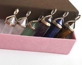 Crystal Pendant, Healing Crystal, Crystal Point Pendant, Stone Pendant, Amethyst Pendant, Lapis Pendant, White Quartz, Gemstone Pendant