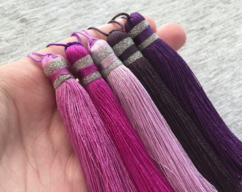 Tassel, 1pc, Silk Thread, Long Tassel, Purple Tassel, Lavender Tassel, Silk Thread Tassel, Red Tassel, Pink Tassel Dark Purple Thread Tassel