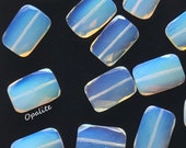 5pcs Opal Glass Beads, Pendant Stone, Opalite, Opalescent, Twist Beads, Milky White, Opal Glass Pendant, Rectangle beads, Faceted Beads