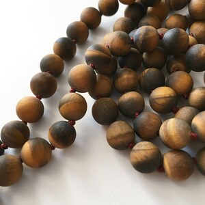 Tiger Eye Mala Necklace, 108 Mala Necklace, 108 Mala Beads, Gemstone Mala, Tiger Eye Mala, Knotted Mala Necklace, Meditation Jewelry, Malas image 3