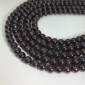 Natural Garnet Smooth Round Beads Size Vary 6mm/8mm/10mm/12mm, A Grade Garnet Beads, Gemstone Beads,Birthstone Beads, Gifts Beads. image 4