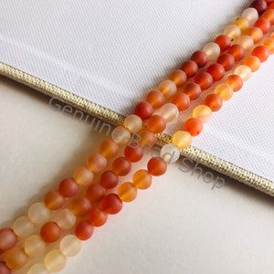Natural Carnelian Beads, Matte Beads, Orange Carnelian, Carnelian Beads, Autumn Beads, Fall Beads Orange Beads Frosted Beads Orange Gemstone image 4