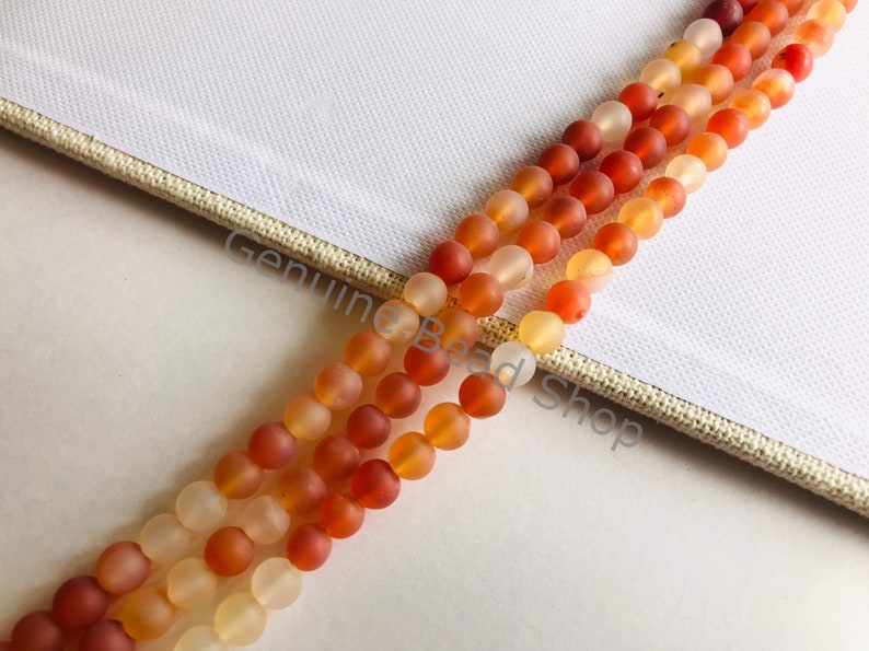 Natural Carnelian Beads, Matte Beads, Orange Carnelian, Carnelian Beads, Autumn Beads, Fall Beads Orange Beads Frosted Beads Orange Gemstone image 4