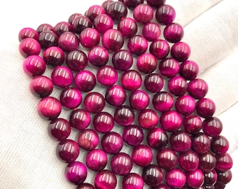 AAA Red Purple Tiger Eye Margenta Tiger Eye Natural Gemstone Smooth Round Beads  6mm 8mm 10mm 12mm Full Strand 15”