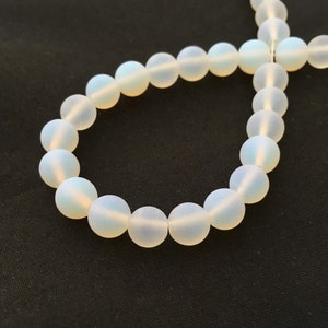 Opal Glass, Matte Beads, 8mm Beads, Opal Beads, Frosted Beads, 6mm Beads, Opal Glass Beads, Gemstone Beads, White Beads, White Opal Beads image 3
