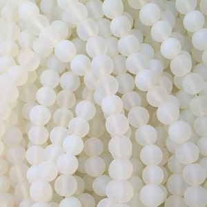 Opal Glass, Matte Beads, 8mm Beads, Opal Beads, Frosted Beads, 6mm Beads, Opal Glass Beads, Gemstone Beads, White Beads, White Opal Beads image 5