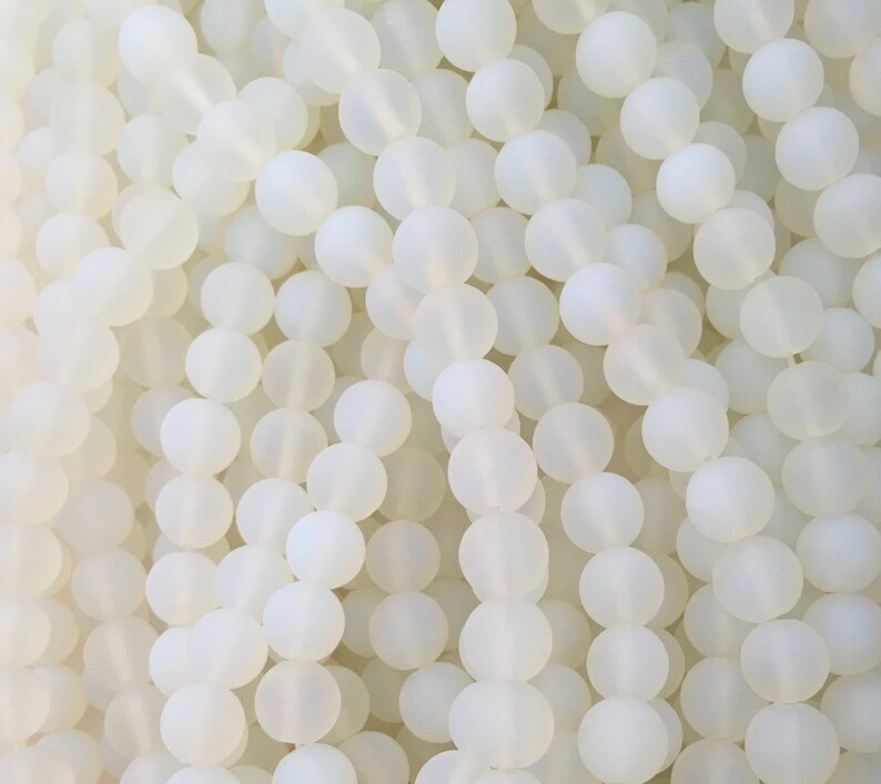 Opal Glass, Matte Beads, 8mm Beads, Opal Beads, Frosted Beads, 6mm Beads, Opal Glass Beads, Gemstone Beads, White Beads, White Opal Beads image 5