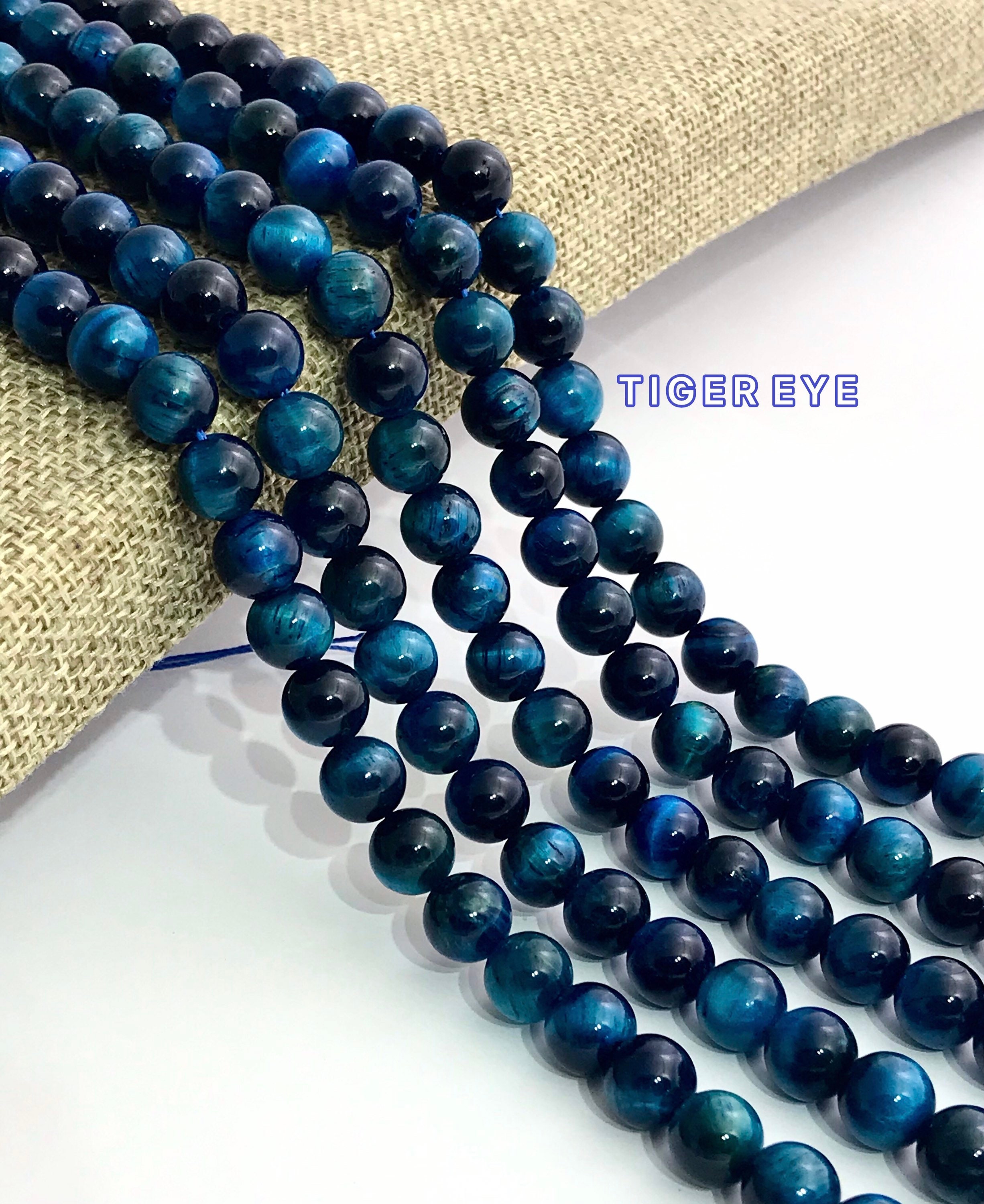 Mystic Blue Tiger Eye 4mm 6mm 8mm 10mm Smooth Round Beads 15.5