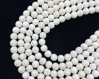 SALE 8mm White Turquoise Matte Beads, Magnesite Beads, Howlite Beads, Beads for Jewelry Making, 8mm Beads, 8mm Matte Beads, 8mm Gemstones