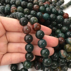 Bloodstone Beads, 8mm Beads, Blood Stone, Green Beads, Heliotrope, Dark Green, Green Gemstone, Bloodstone Gemstone Beads, Protection Stones image 5