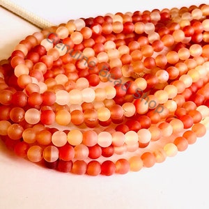 Natural Carnelian Beads, Matte Beads, Orange Carnelian, Carnelian Beads, Autumn Beads, Fall Beads Orange Beads Frosted Beads Orange Gemstone image 6