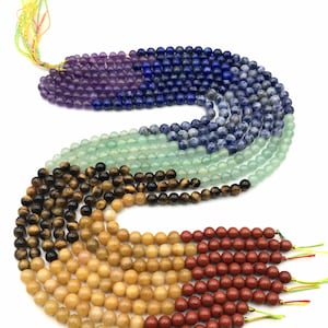 NUOVE perline Chakra, perline curative, gioielli yoga, perline sciolte lisce 4mm 6mm 8mm 10mm, guarigione Chakra, perline di cristallo, perline arcobaleno