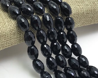 Perle En Pierre Naturelle - Onyx Noir Et Quartz Olives Fuseaux 40x13mm - Artisanal Français - Neuf