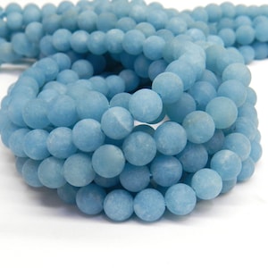 Blue Jade, Matte Beads, 8mm Beads, Jade Beads, Frosted Beads, Light Blue Beads, Matte Jade, Sky Blue Beads, 10mm Beads, Jade Gemstone image 4