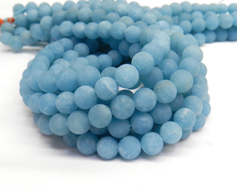 Blue Jade, Matte Beads, 8mm Beads, Jade Beads, Frosted Beads, Light Blue Beads, Matte Jade, Sky Blue Beads, 10mm Beads, Jade Gemstone image 4