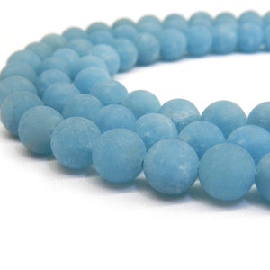 Blue Jade, Matte Beads, 8mm Beads, Jade Beads, Frosted Beads, Light Blue Beads, Matte Jade, Sky Blue Beads, 10mm Beads, Jade Gemstone image 3