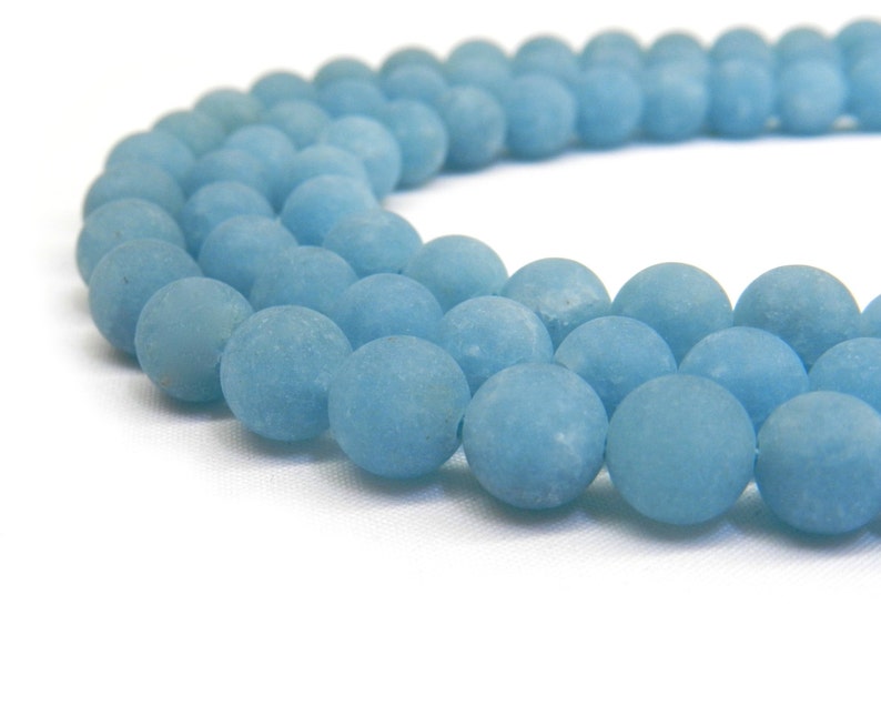 Blue Jade, Matte Beads, 8mm Beads, Jade Beads, Frosted Beads, Light Blue Beads, Matte Jade, Sky Blue Beads, 10mm Beads, Jade Gemstone image 3