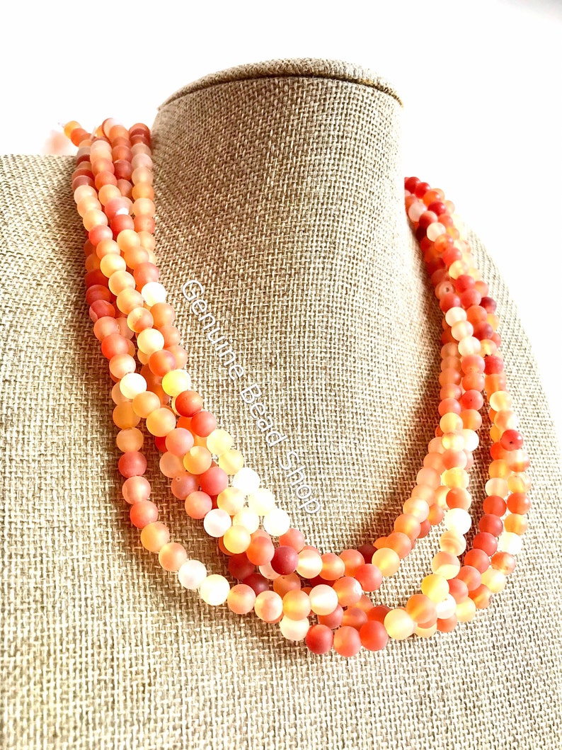 Natural Carnelian Beads, Matte Beads, Orange Carnelian, Carnelian Beads, Autumn Beads, Fall Beads Orange Beads Frosted Beads Orange Gemstone image 8