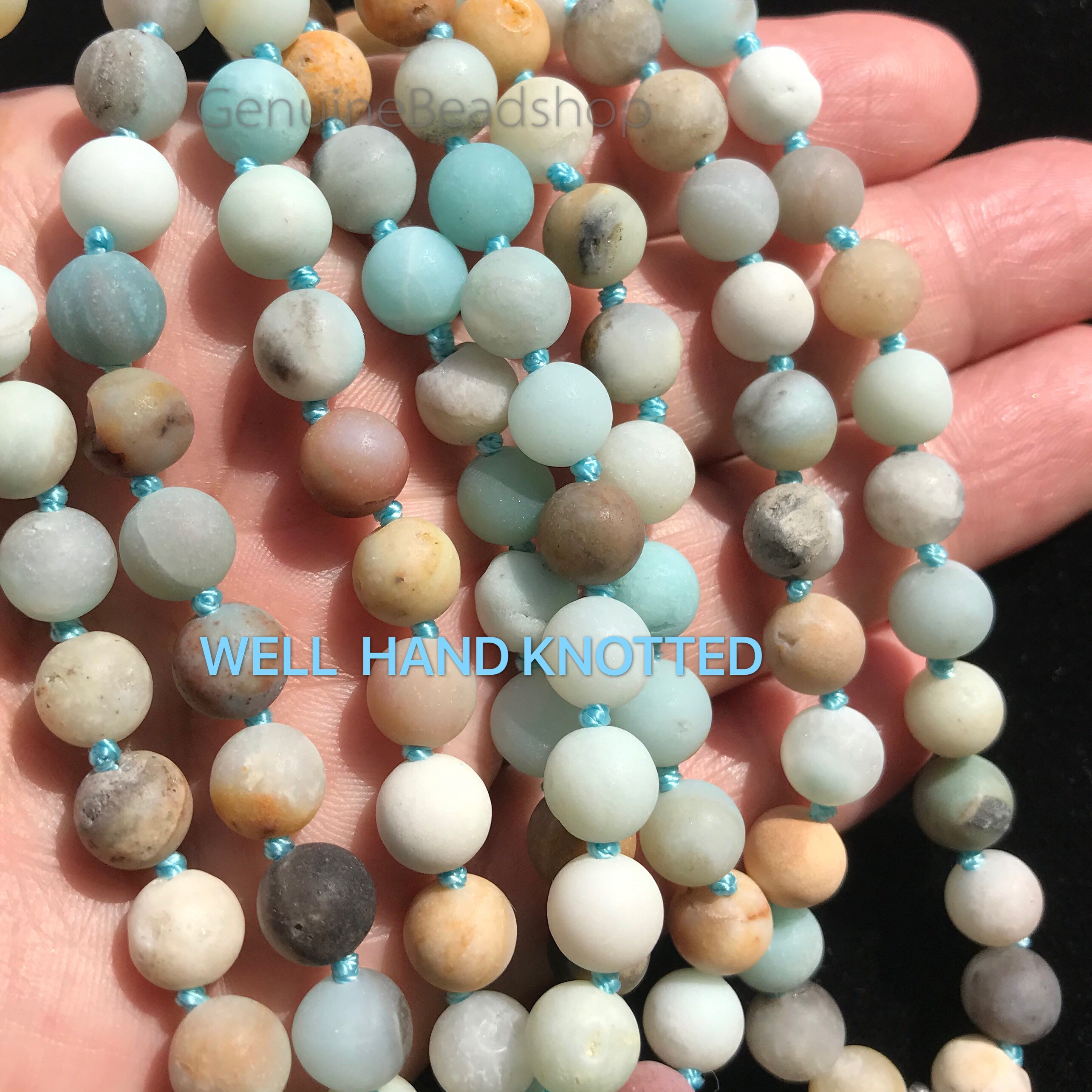 COAI Mala In Amazzonite 108 Perle Da 8mm – Collana Di Meditazione Annodata A Mano, Gioiello Unisex Con Nappa, Per Yoga E Mantra, 80 Cm - 2