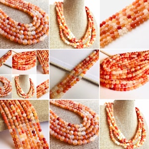 Natural Carnelian Beads, Matte Beads, Orange Carnelian, Carnelian Beads, Autumn Beads, Fall Beads Orange Beads Frosted Beads Orange Gemstone image 5