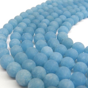 Blue Jade, Matte Beads, 8mm Beads, Jade Beads, Frosted Beads, Light Blue Beads, Matte Jade, Sky Blue Beads, 10mm Beads, Jade Gemstone image 1