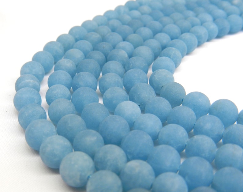 Blue Jade, Matte Beads, 8mm Beads, Jade Beads, Frosted Beads, Light Blue Beads, Matte Jade, Sky Blue Beads, 10mm Beads, Jade Gemstone image 1