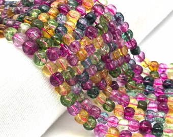 6mm Crystal Nugget Beads, 6x5mm, Multi-Color Quartz, Pink Beads, Beads For Jewelry, Quartz Beads, Pink Quartz ,Green Bead