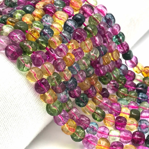 6mm Crystal Nugget Beads, 6x5mm, Multi-Color Quartz, Pink Beads, Beads For Jewelry, Quartz Beads, Pink Quartz ,Green Bead