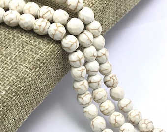 6mm White Magnesite, Magnesite Beads, 8mm Beads, Cream White, Gemstone Beads, White Turquoise, White Beads, Light Beige, 10mm Beads
