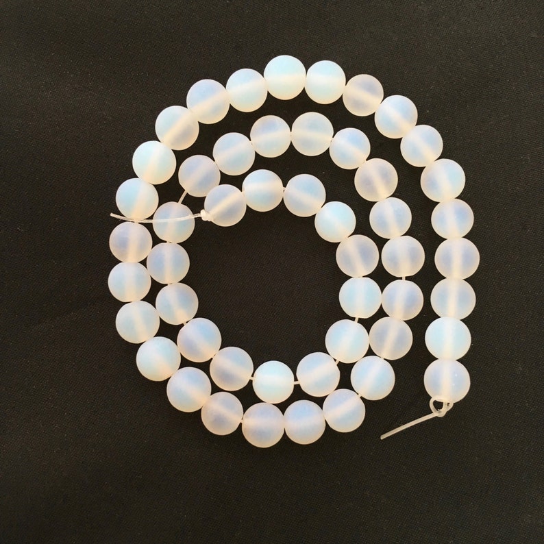 Opal Glass, Matte Beads, 8mm Beads, Opal Beads, Frosted Beads, 6mm Beads, Opal Glass Beads, Gemstone Beads, White Beads, White Opal Beads image 1
