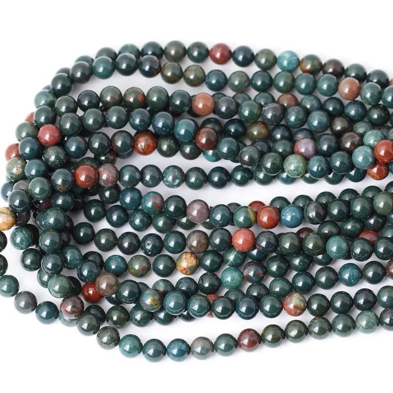 Bloodstone Beads, 8mm Beads, Blood Stone, Green Beads, Heliotrope, Dark Green, Green Gemstone, Bloodstone Gemstone Beads, Protection Stones image 8