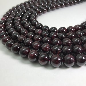 Natural Garnet Smooth Round Beads Size Vary 6mm/8mm/10mm/12mm, A Grade Garnet Beads, Gemstone Beads,Birthstone Beads, Gifts Beads. image 6