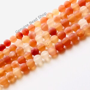 Natural Carnelian Beads, Matte Beads, Orange Carnelian, Carnelian Beads, Autumn Beads, Fall Beads Orange Beads Frosted Beads Orange Gemstone image 3
