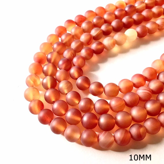 8mm 10mm Matte Orange Carnelian Round Gemstone Beads