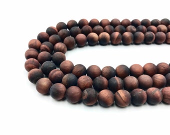 Red Tiger Eye Matte Round Beads, Loose Beads, 6mm 8mm Beads, Full Strand 15.5”, Natural Tiger Eye Gemstone Beads