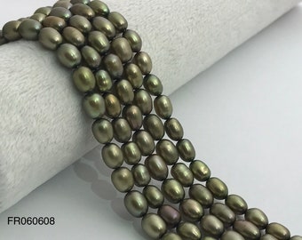 NEW 5-6mm Rice Pearls Beads、0.6mm Hole Pearls AA Quality Freshwater Pearls Small Pearl, OliveGreen Pearl,  Rice Pearl Beads,Bridal Jewelry