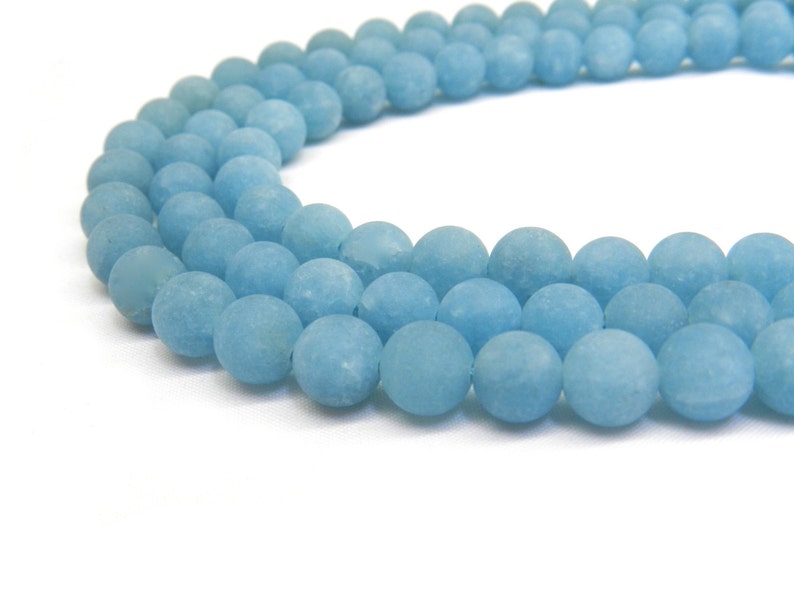 Blue Jade, Matte Beads, 8mm Beads, Jade Beads, Frosted Beads, Light Blue Beads, Matte Jade, Sky Blue Beads, 10mm Beads, Jade Gemstone image 2