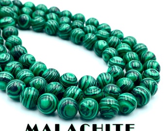 Malachite Beads Imitation Smooth Round Bead Synthetic Malachite Beads 8mm Beads Beads For Jewelry Making 8mm Green Beads
