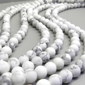 Howlite Beads, Matte Howlite, 8mm Beads, Frosted Beads, White Howlite, White Beads Natural Gemstones 8mm Gemstone Beads, Howlite White Beads image 3