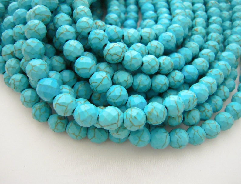 Turquoise Magnesite, 8mm Beads, Faceted Beads Turquoise Howlite Turquoise Beads Howlite Beads, Magnesite Beads, Faceted Turquoise, 6mm Beads image 2