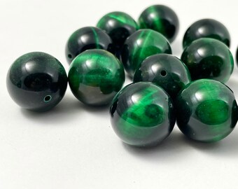 Green Tiger Eye 18mm Beads, 18mm Beads, Loose Beads, Tiger Eye, Tiger Eye Beads, Green Beads,big Beads, Healing Stones, Natural Gemstones