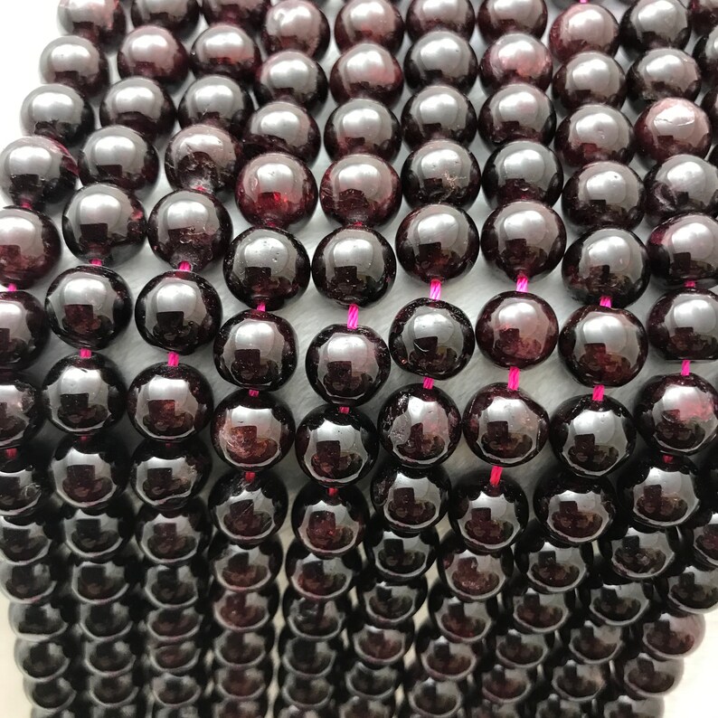 Natural Garnet Smooth Round Beads Size Vary 6mm/8mm/10mm/12mm, A Grade Garnet Beads, Gemstone Beads,Birthstone Beads, Gifts Beads. image 2